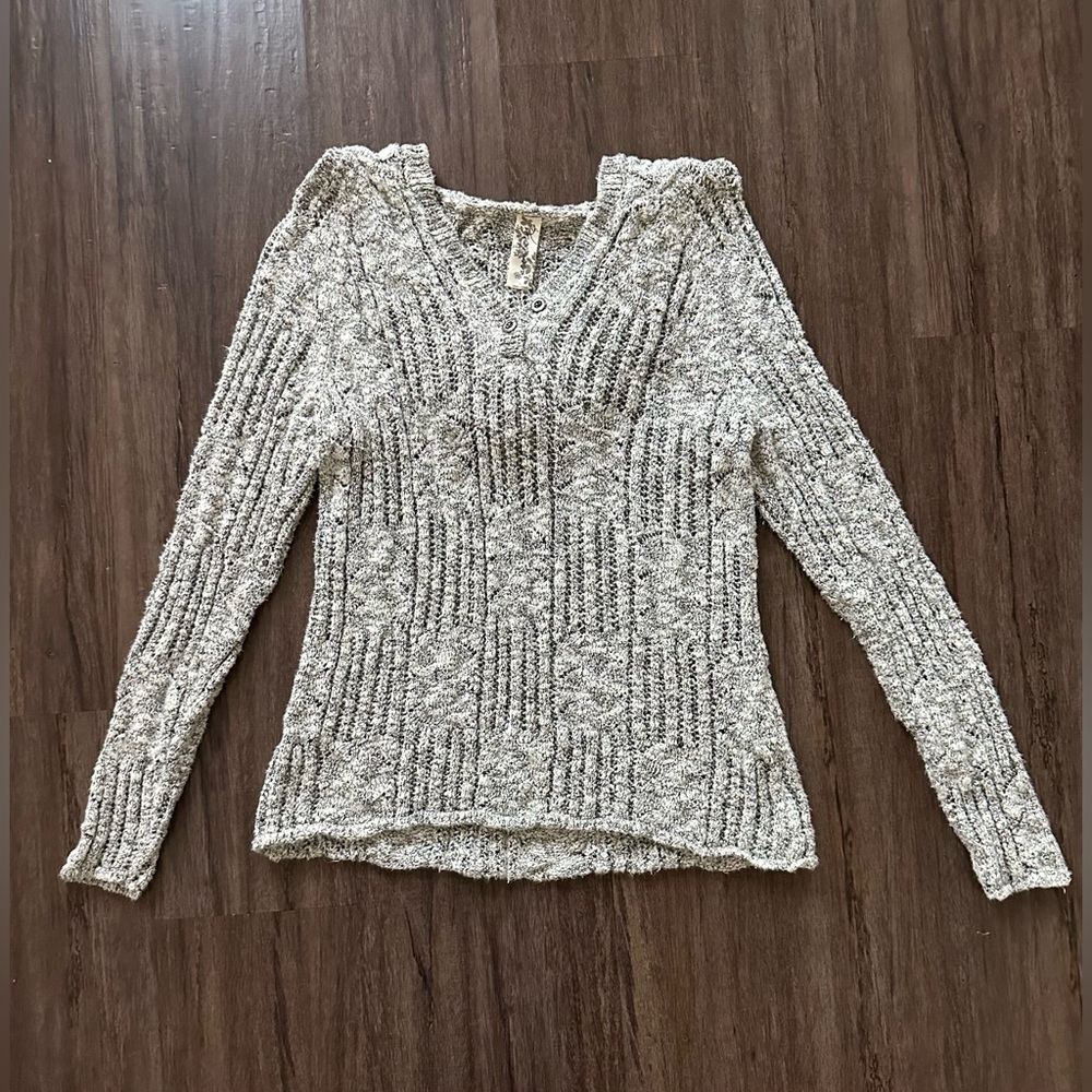 Aventura Cotton Blend Sweater Hoodie in Gray. Size L